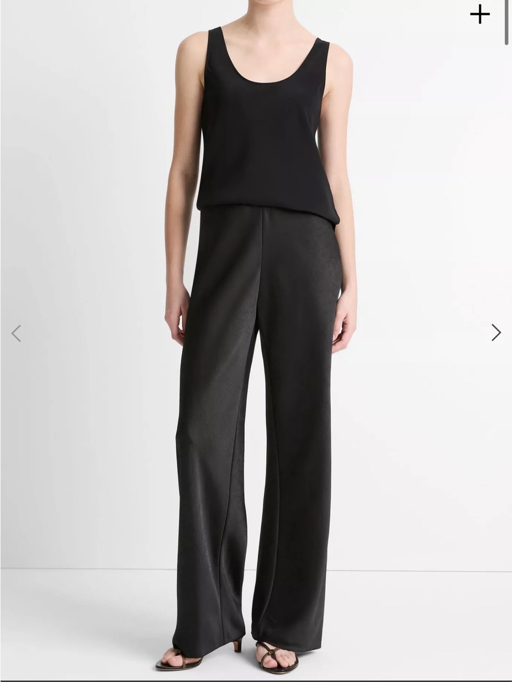 Vince Black Wide-Leg Satin Pants